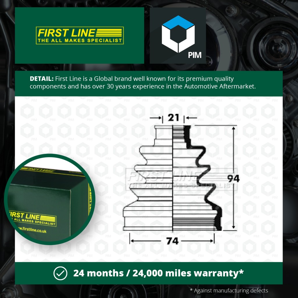 First Line CV Joint Boot Front Inner FCB2821 [PM148126]