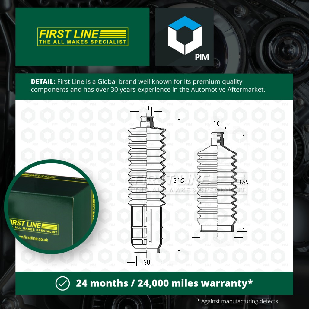 First Line Steering Rack Boot FSG3032 [PM143557]