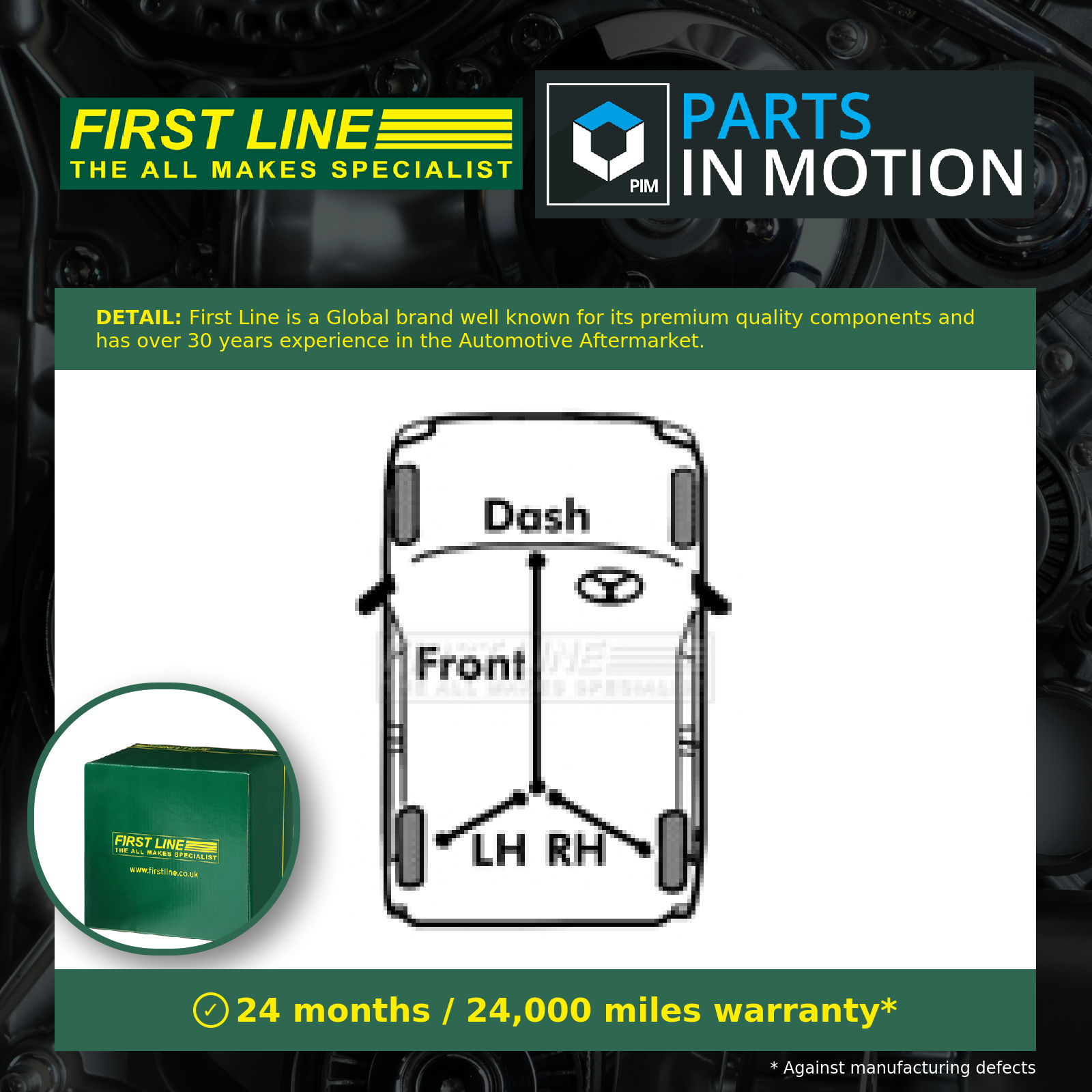 First Line Handbrake Cable Rear Left FKB3490 [PM139842]