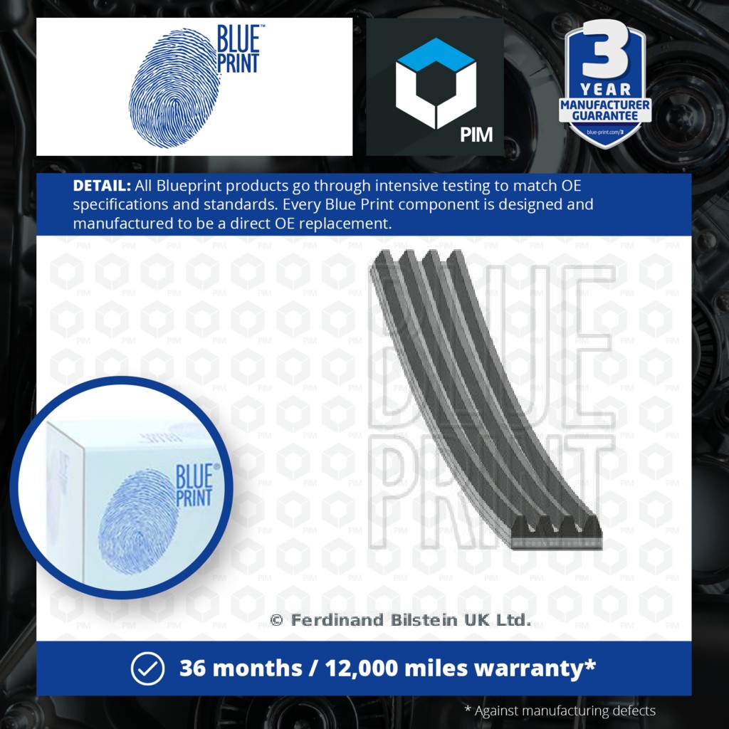 Blue Print 4 Rib Multi V Drive Belt AD04R1062 [PM113798]