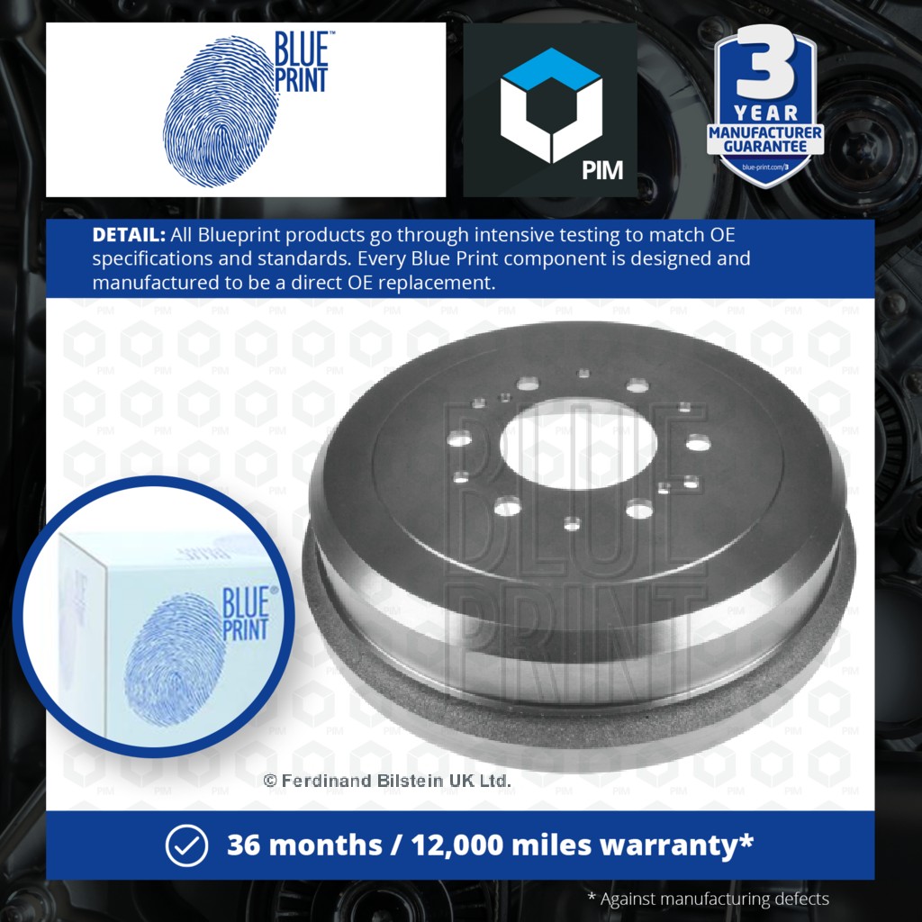 Blue Print 2x Brake Drums (Pair) Rear ADT34725 [PM111780]