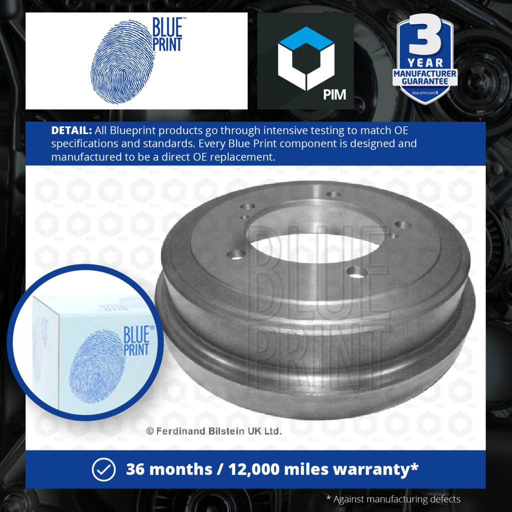 Blue Print 2x Brake Drums (Pair) Rear ADK84705 [PM111770]