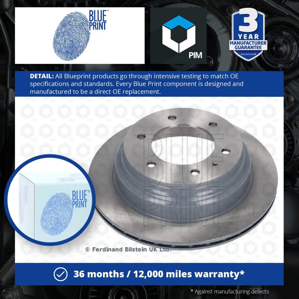 Blue Print 2x Brake Discs Pair Vented Rear ADZ94313 [PM111757]