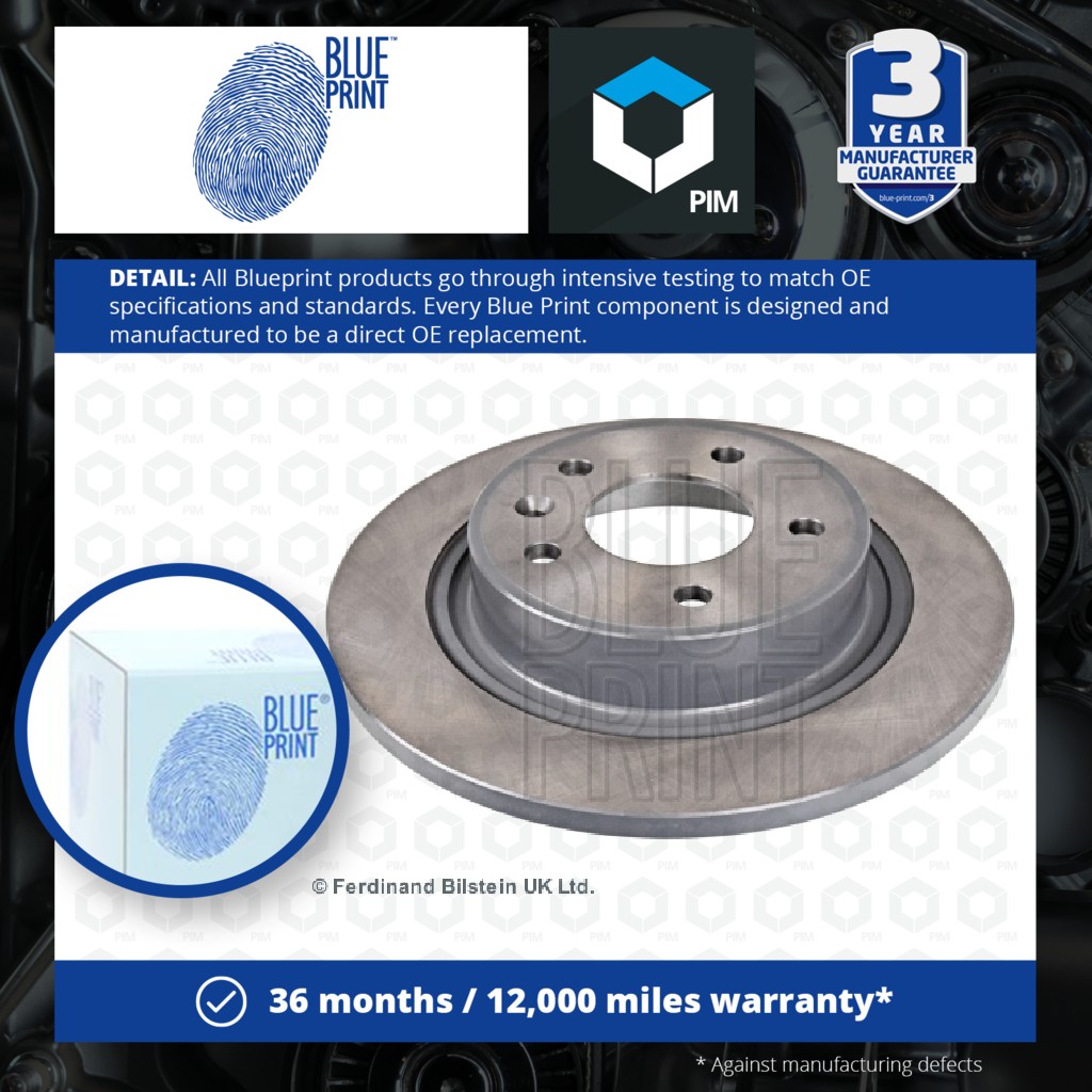 Blue Print 2x Brake Discs Pair Solid Rear ADW194307 [PM111755]