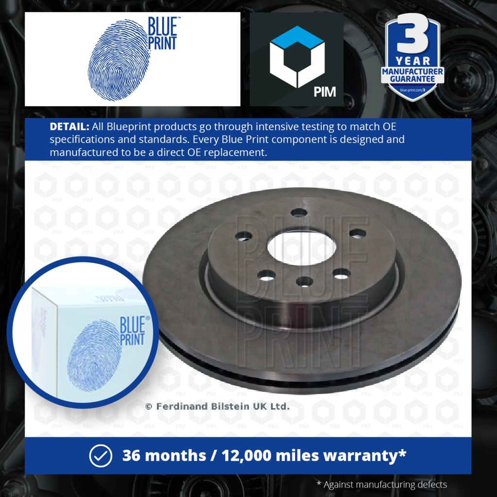Blue Print 2x Brake Discs Pair Vented Rear ADW194305 [PM111753]