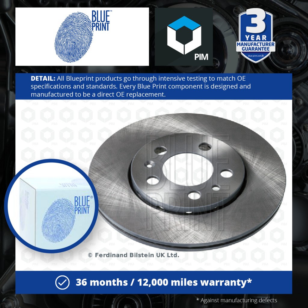 Blue Print 2x Brake Discs Pair Vented Front ADV184301 [PM111748]