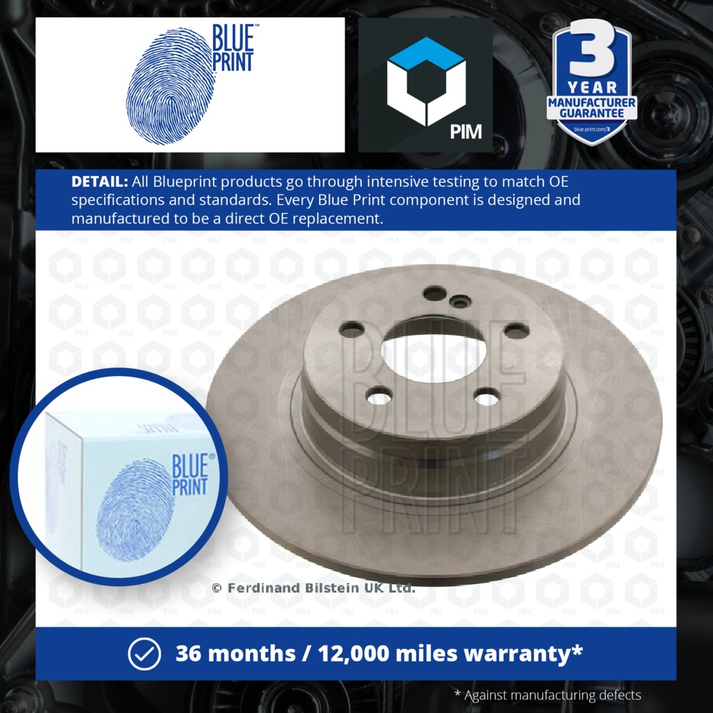 Blue Print 2x Brake Discs Pair Solid Rear ADU174307 [PM111746]
