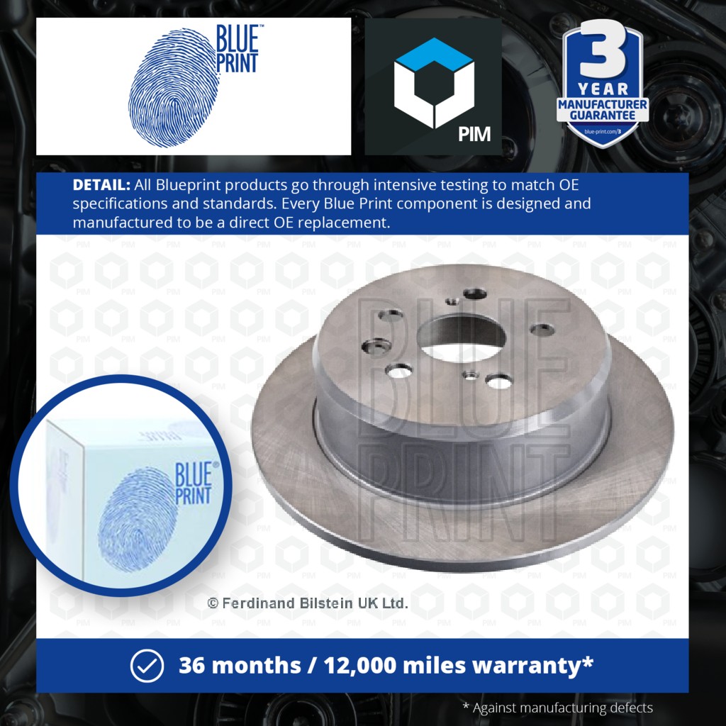 Blue Print 2x Brake Discs Pair Solid Rear ADT34352 [PM111738]