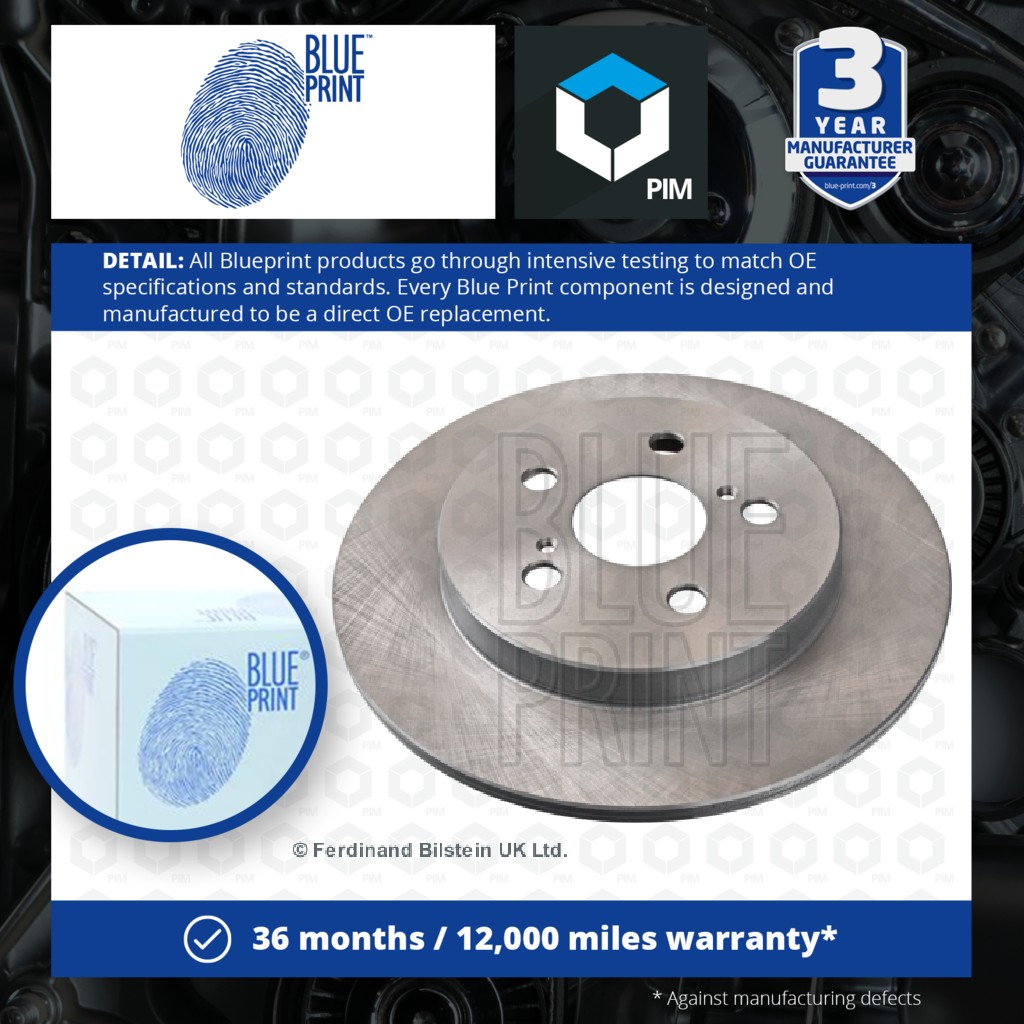 Blue Print 2x Brake Discs Pair Solid Rear ADT343277 [PM111729]