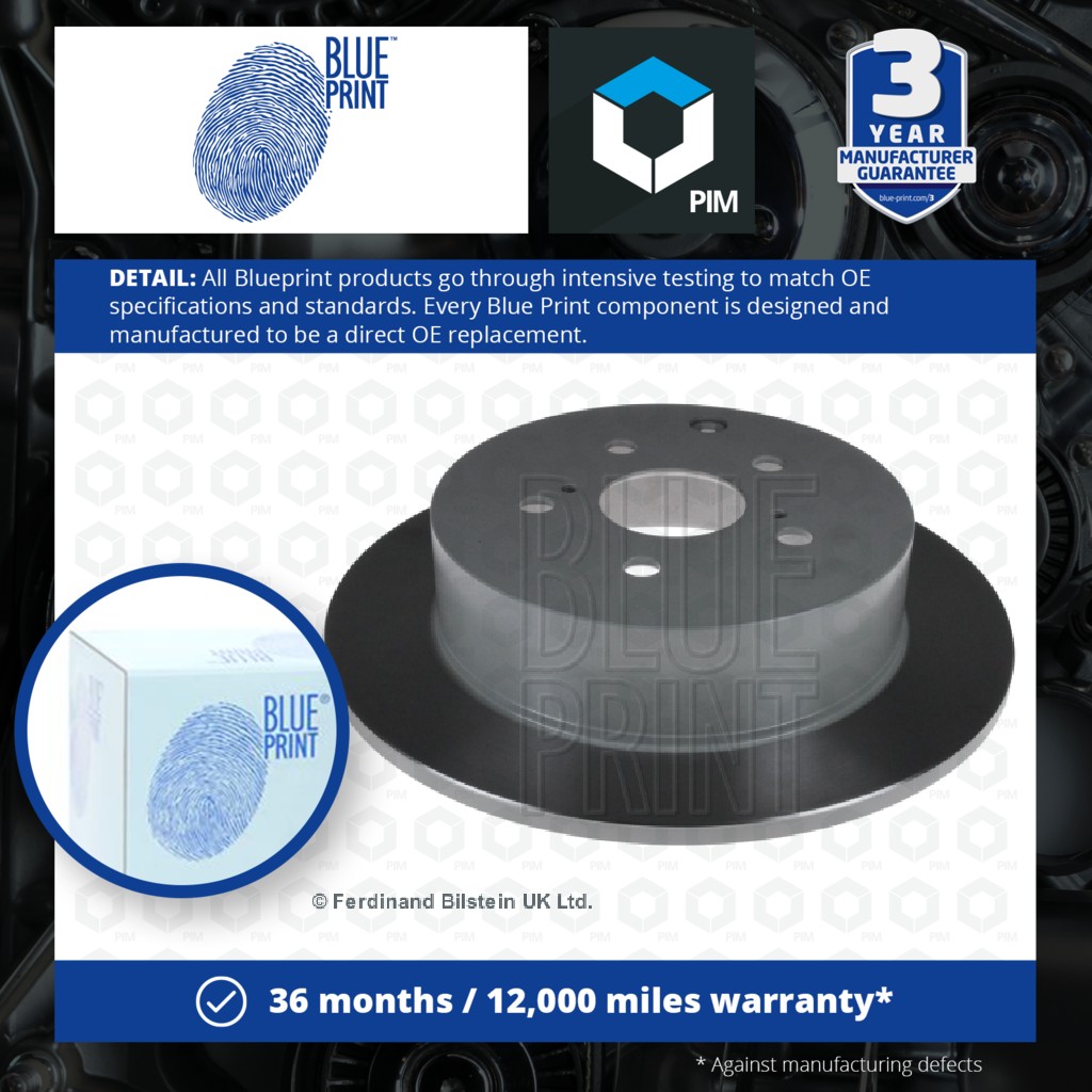 Blue Print 2x Brake Discs Pair Solid Rear ADT343237 [PM111722]