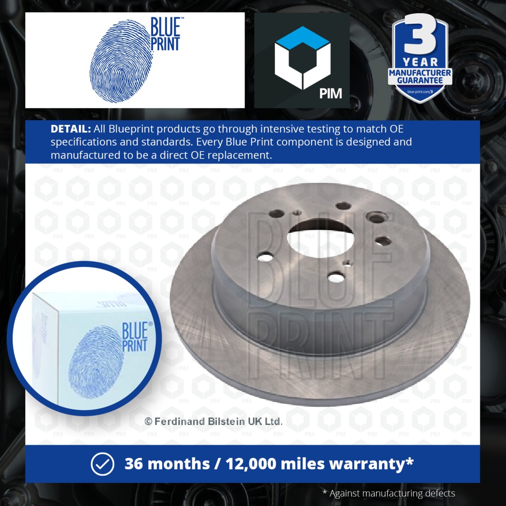 Blue Print 2x Brake Discs Pair Solid Rear ADT343209 [PM111718]