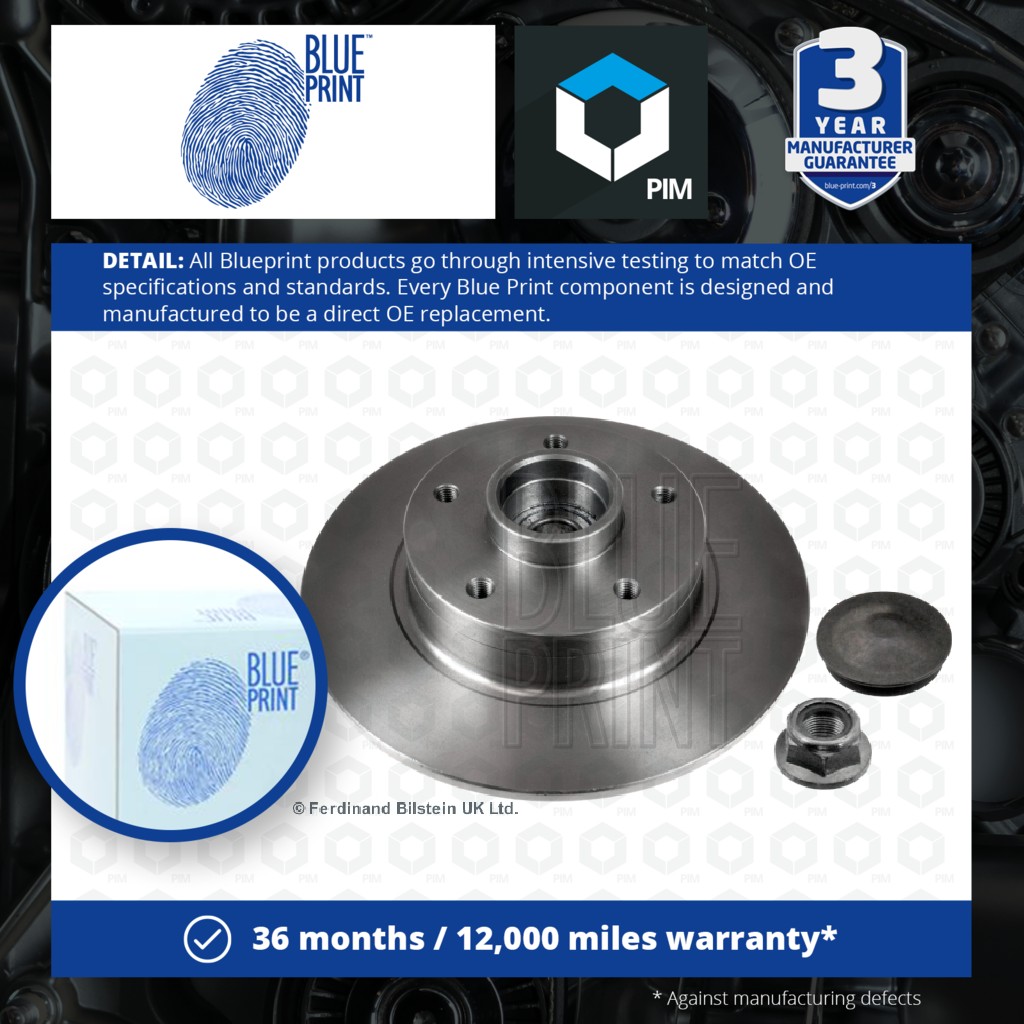 Blue Print 2x Brake Discs Pair Solid Rear ADR164304 [PM111690]
