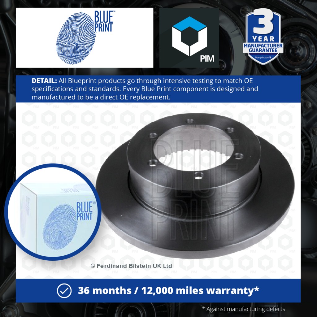 Blue Print 2x Brake Discs Pair Solid Rear ADN143135 [PM111677]