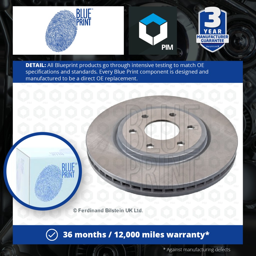Blue Print 2x Brake Discs Pair Vented Front ADN143126 [PM111676]