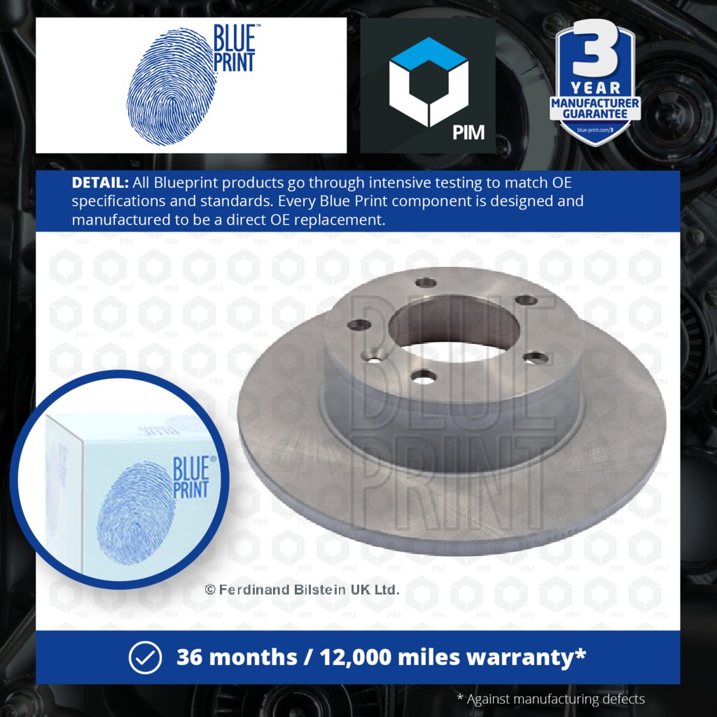 Blue Print 2x Brake Discs Pair Solid Rear ADN143106 [PM111671]