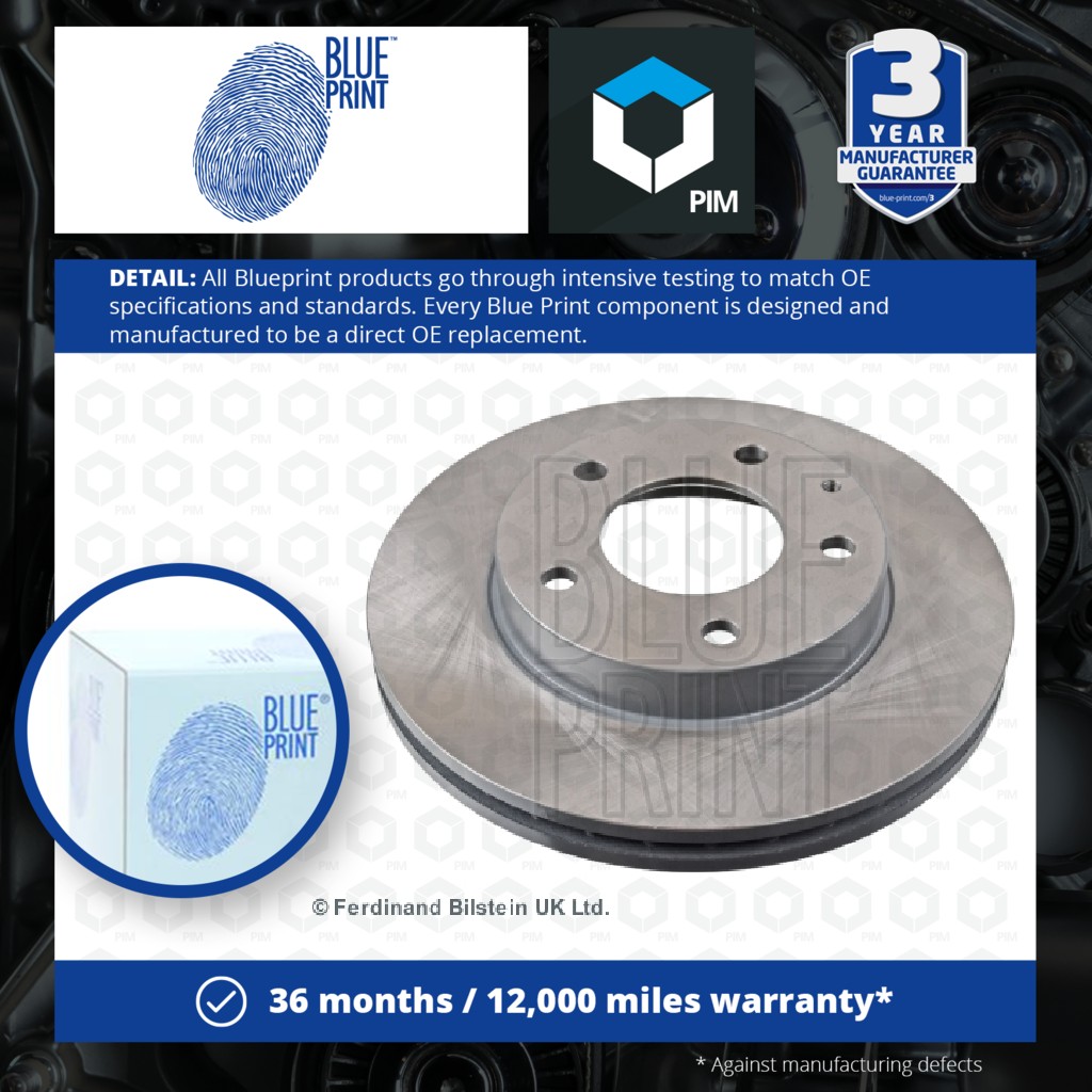 Blue Print 2x Brake Discs Pair Vented Front ADM54341 [PM111662]