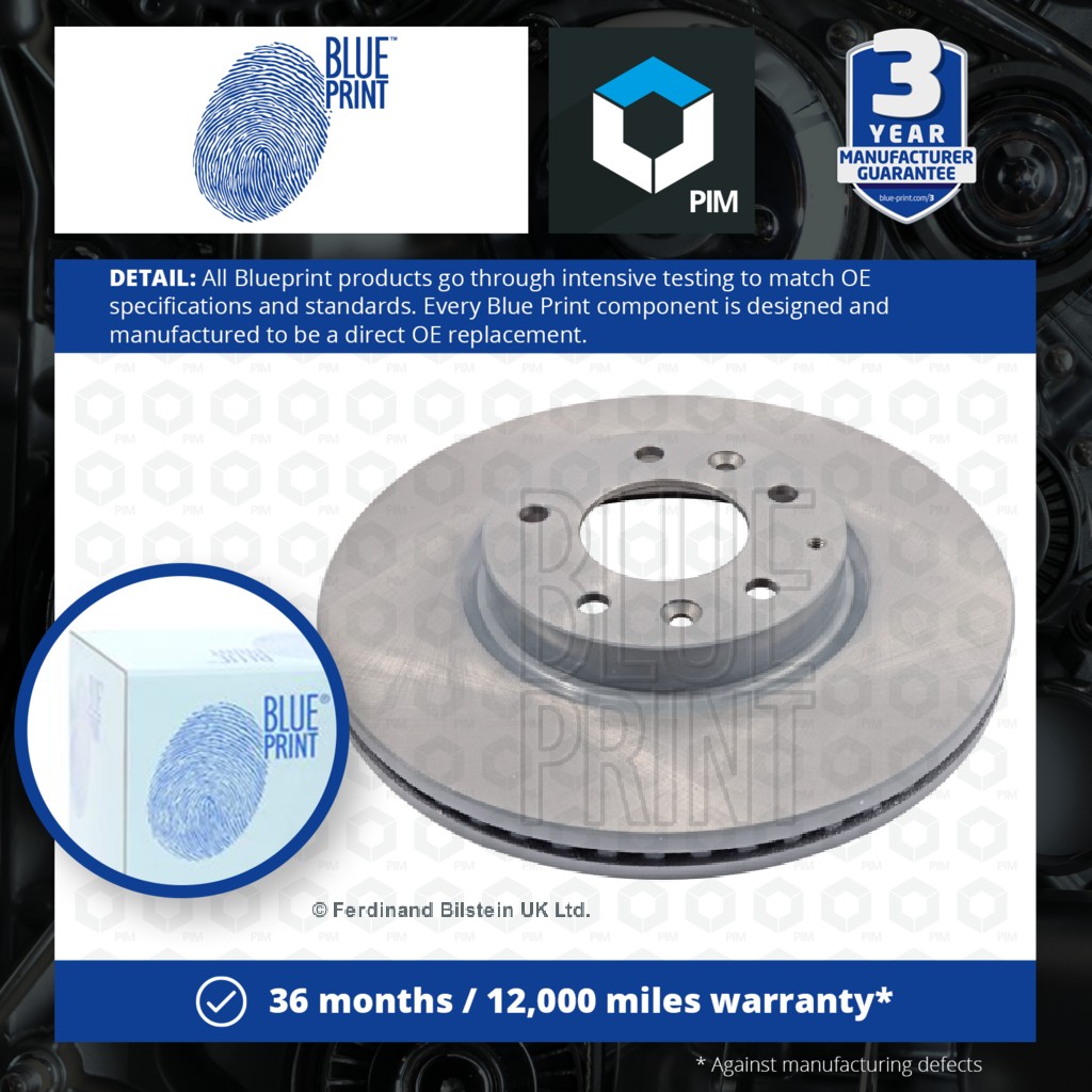 Blue Print 2x Brake Discs Pair Vented Front ADM543109 [PM111654]