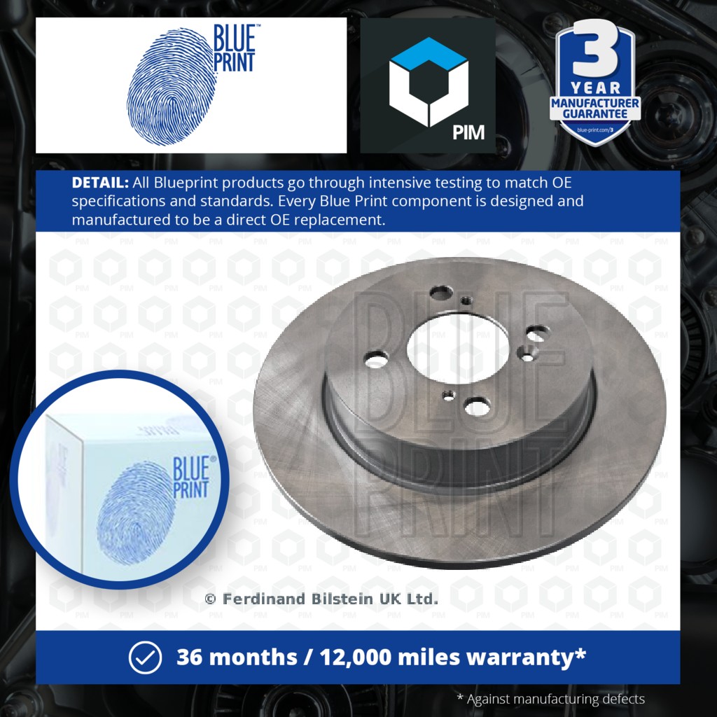 Blue Print 2x Brake Discs Pair Solid Rear ADK84339 [PM111649]