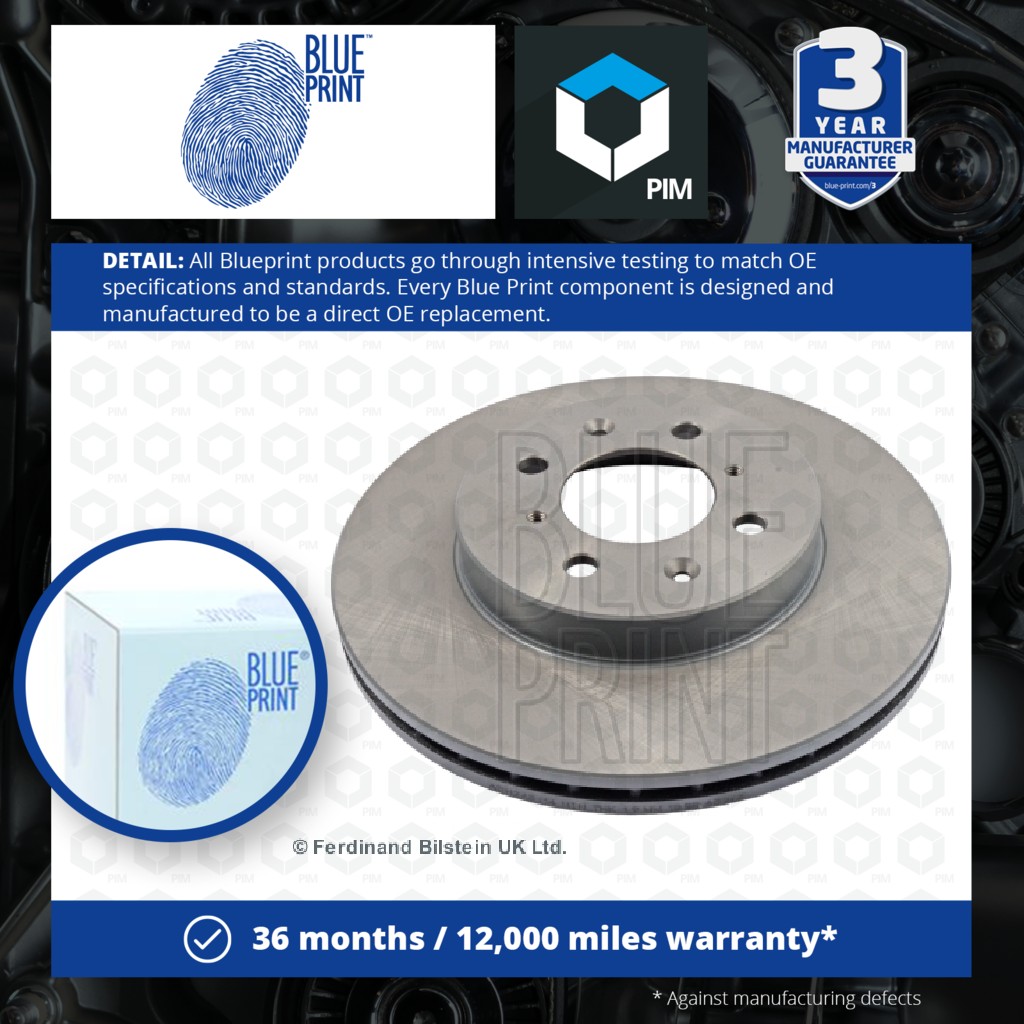 Blue Print 2x Brake Discs Pair Vented Front ADH243114 [PM111616]