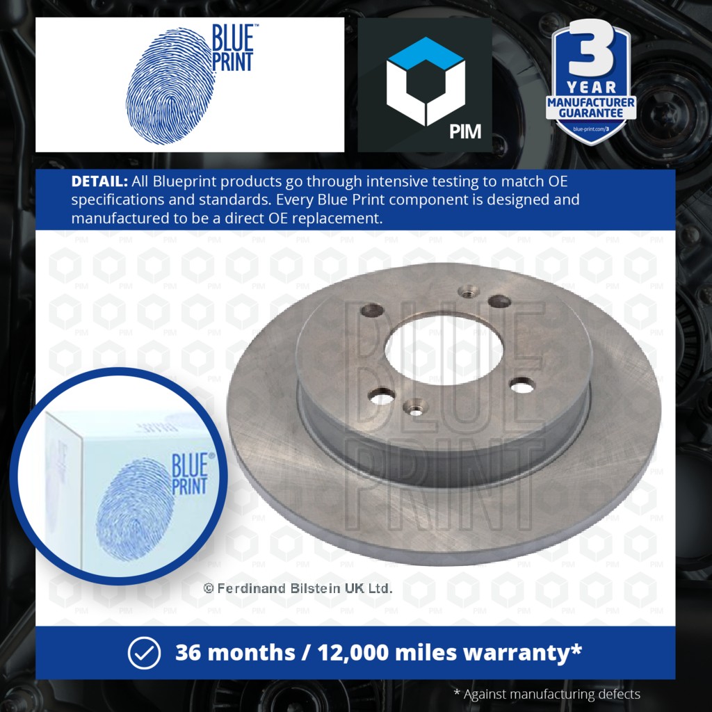 Blue Print 2x Brake Discs Pair Solid Rear ADG04396 [PM111613]