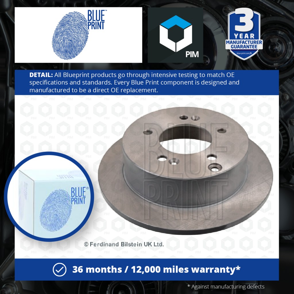 Blue Print 2x Brake Discs Pair Solid Rear ADG04387 [PM111612]