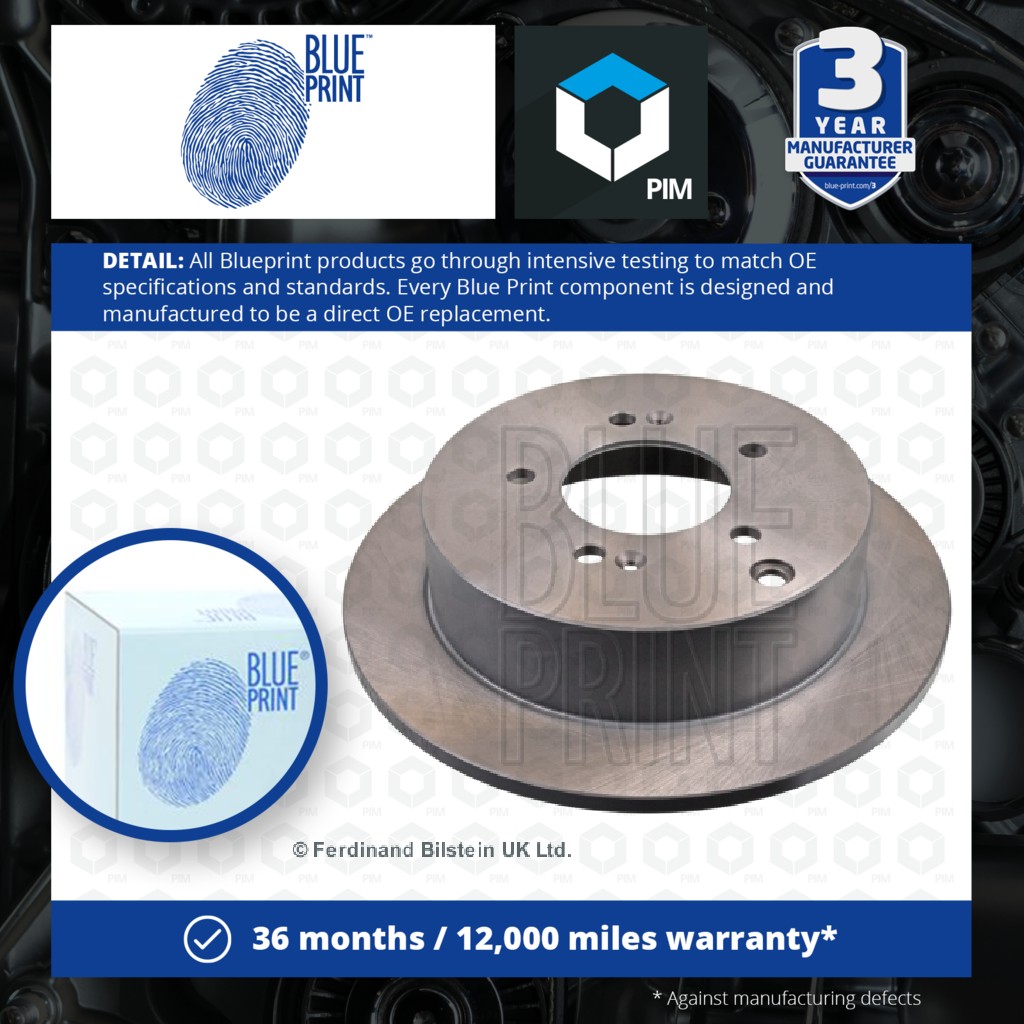 Blue Print 2x Brake Discs Pair Solid Rear ADG04345 [PM111605]