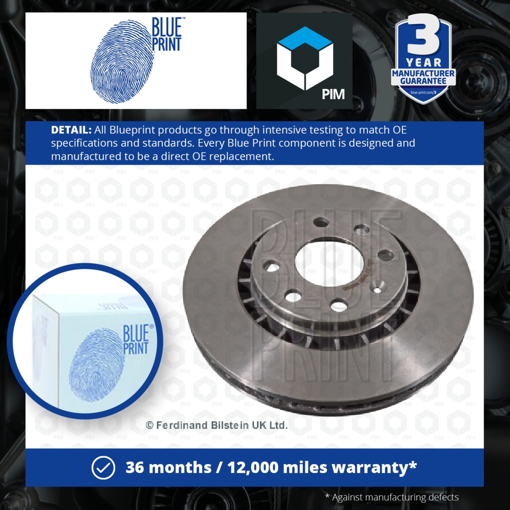 Blue Print 2x Brake Discs Pair Vented Front ADG04323 [PM111601]