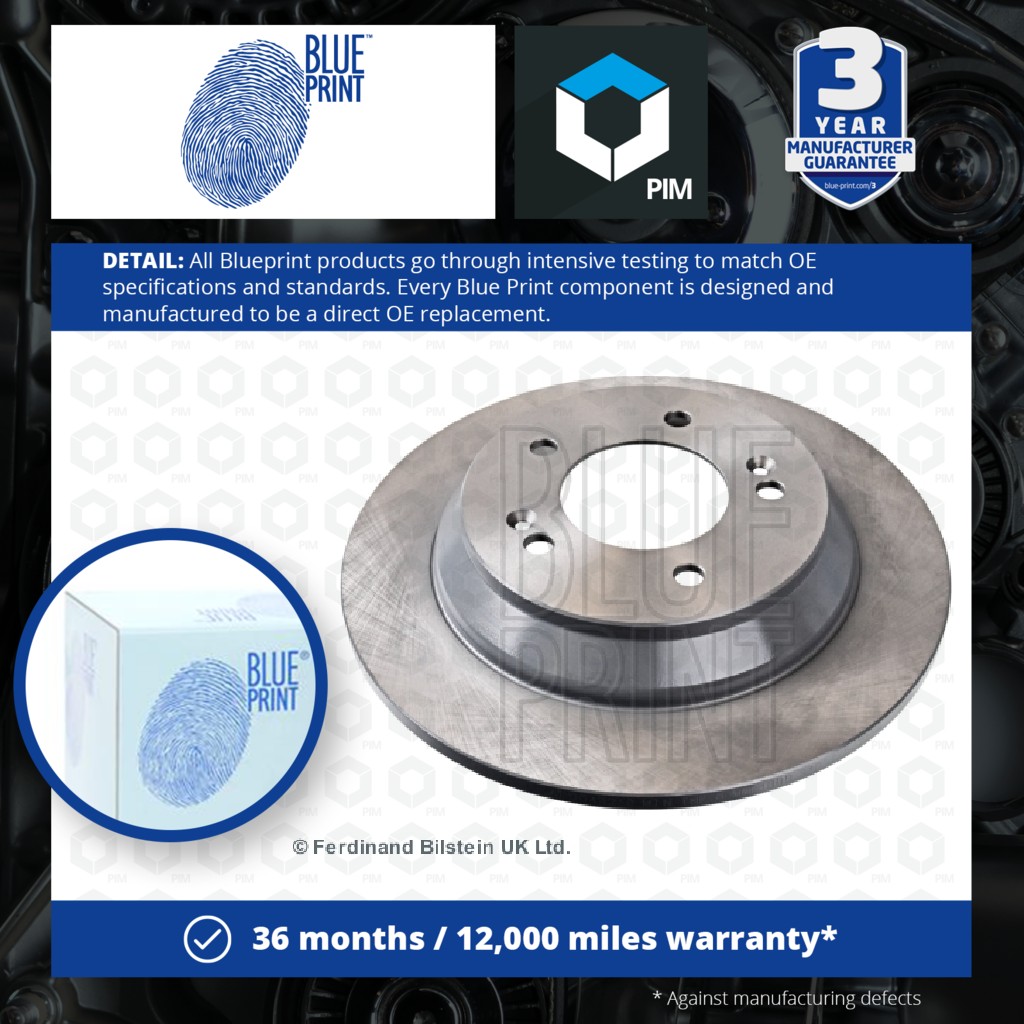 Blue Print 2x Brake Discs Pair Solid Rear ADG043210 [PM111600]