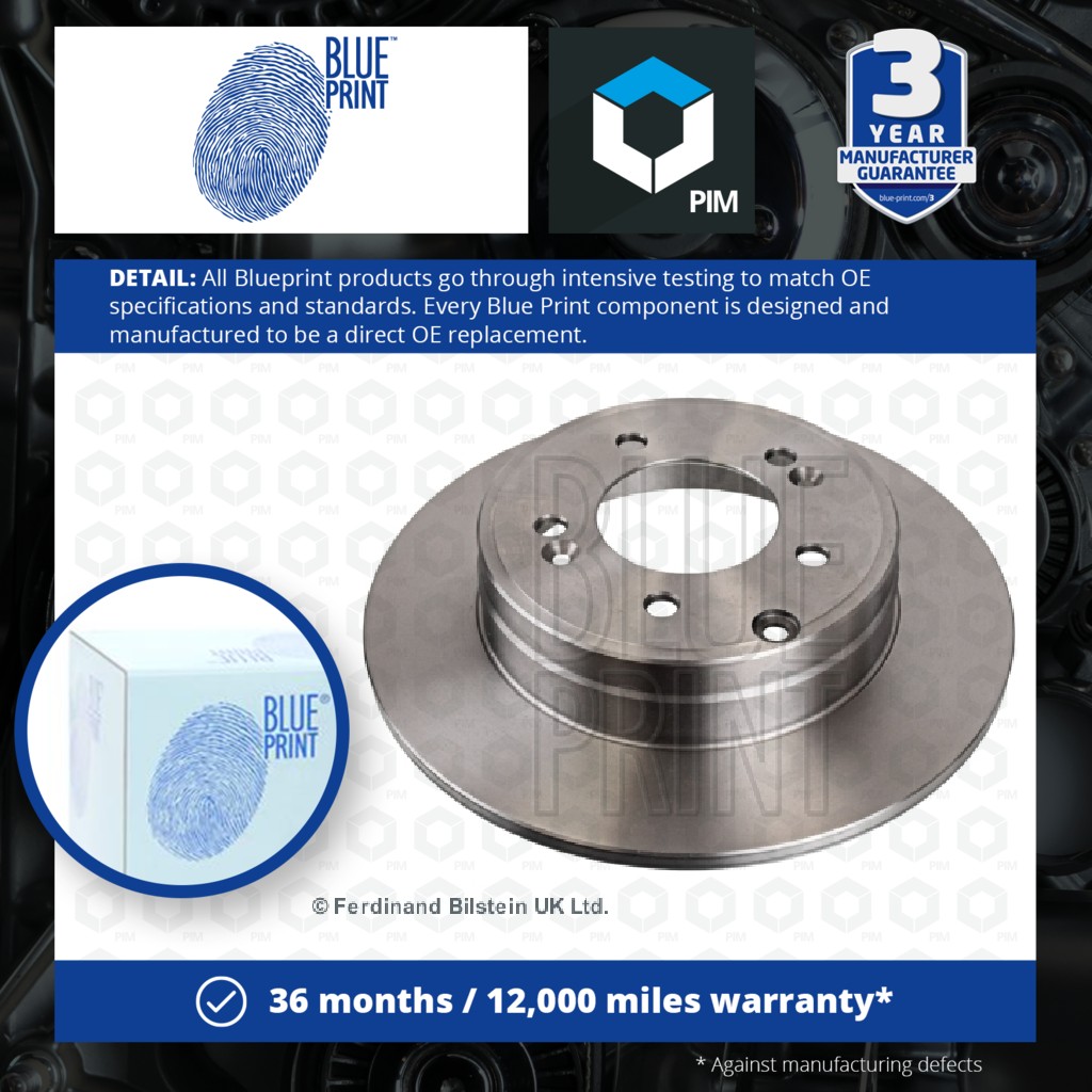 Blue Print 2x Brake Discs Pair Solid Rear ADG043209 [PM111598]