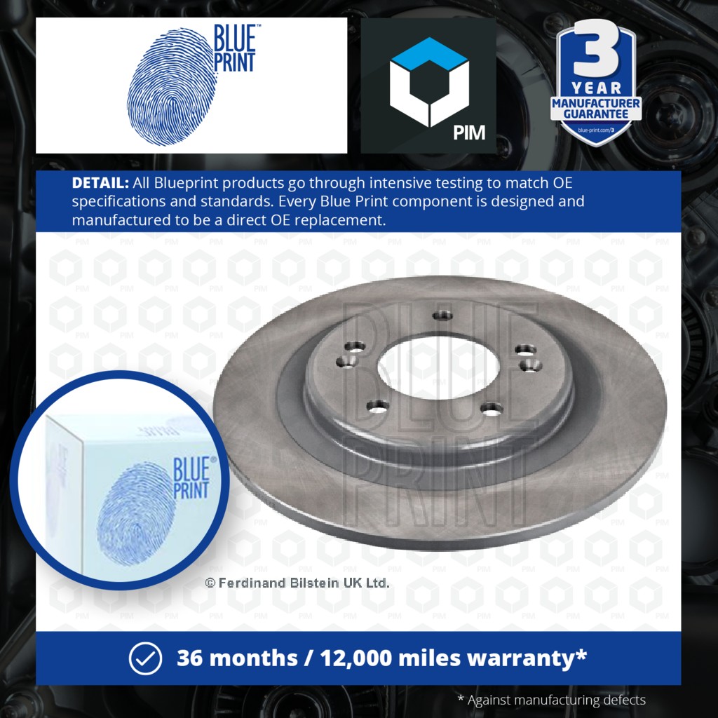 Blue Print 2x Brake Discs Pair Solid Rear ADG043194 [PM111593]