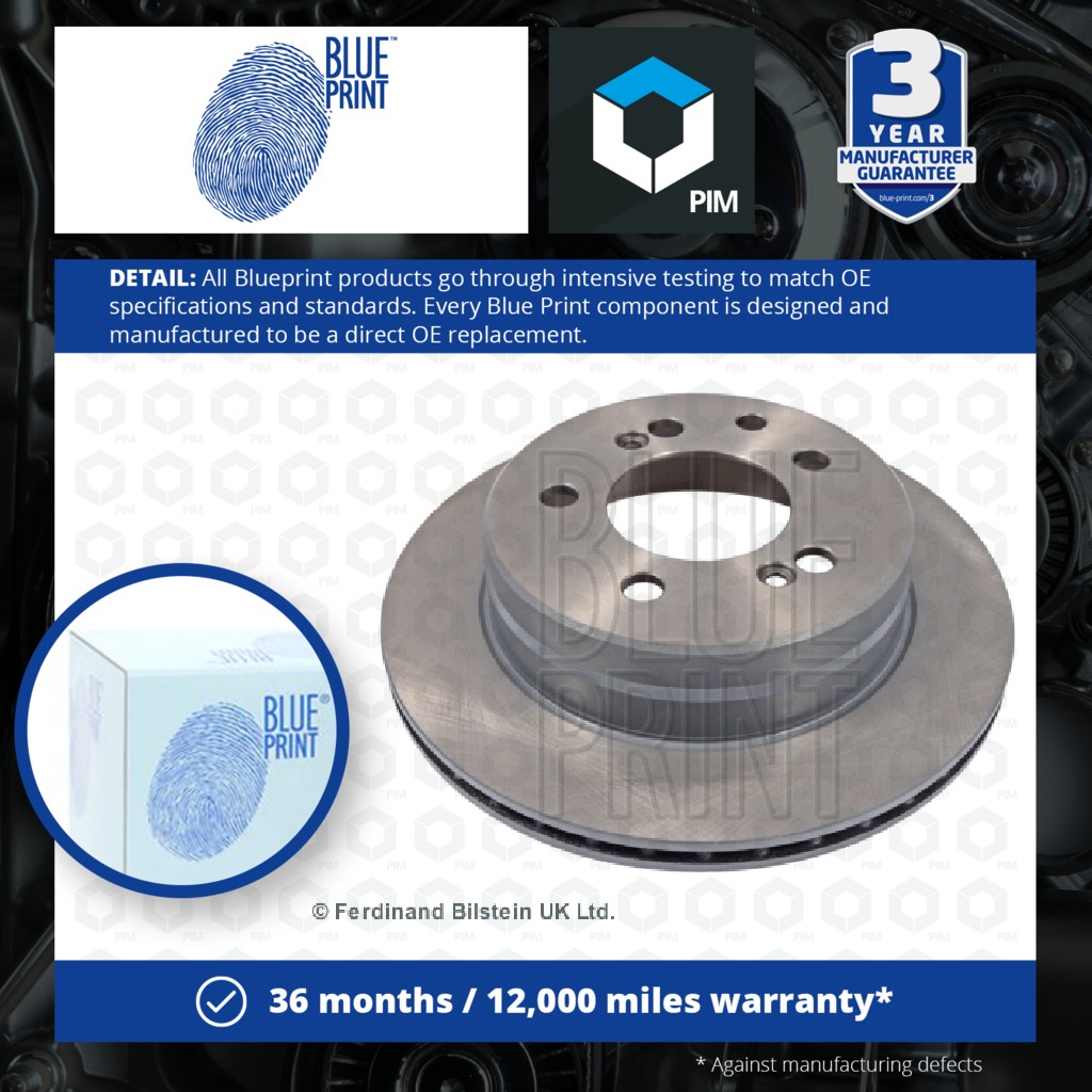 Blue Print 2x Brake Discs Pair Vented Rear ADG043138 [PM111584]