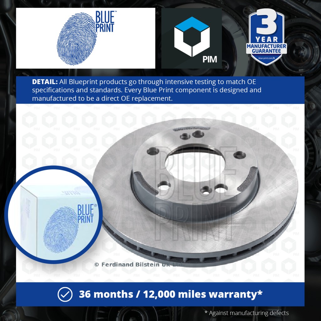 Blue Print 2x Brake Discs Pair Vented Front ADG043113 [PM111580]