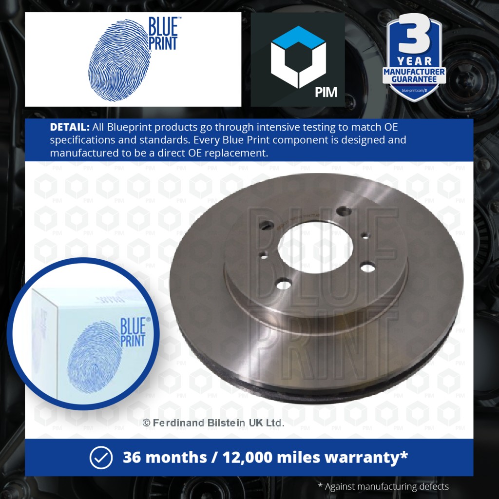 Blue Print 2x Brake Discs Pair Vented Front ADG04311 [PM111578]
