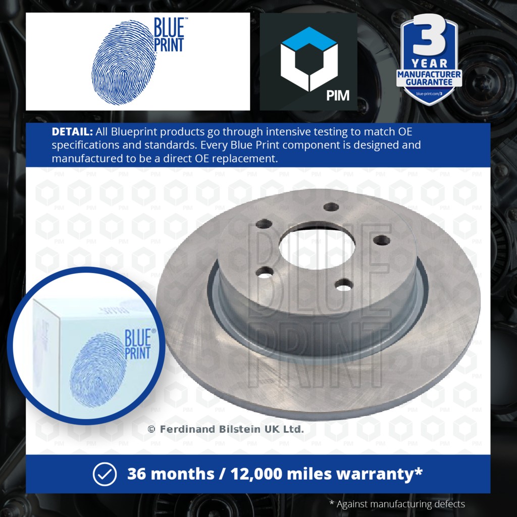 Blue Print 2x Brake Discs Pair Solid Rear ADF124312 [PM111574]