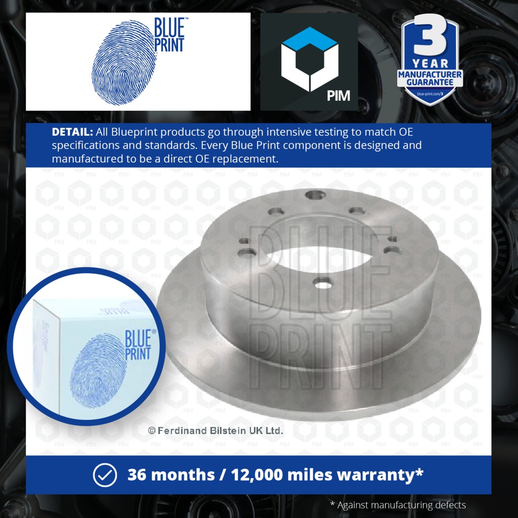 Blue Print 2x Brake Discs Pair Solid Rear ADC44396 [PM111570]