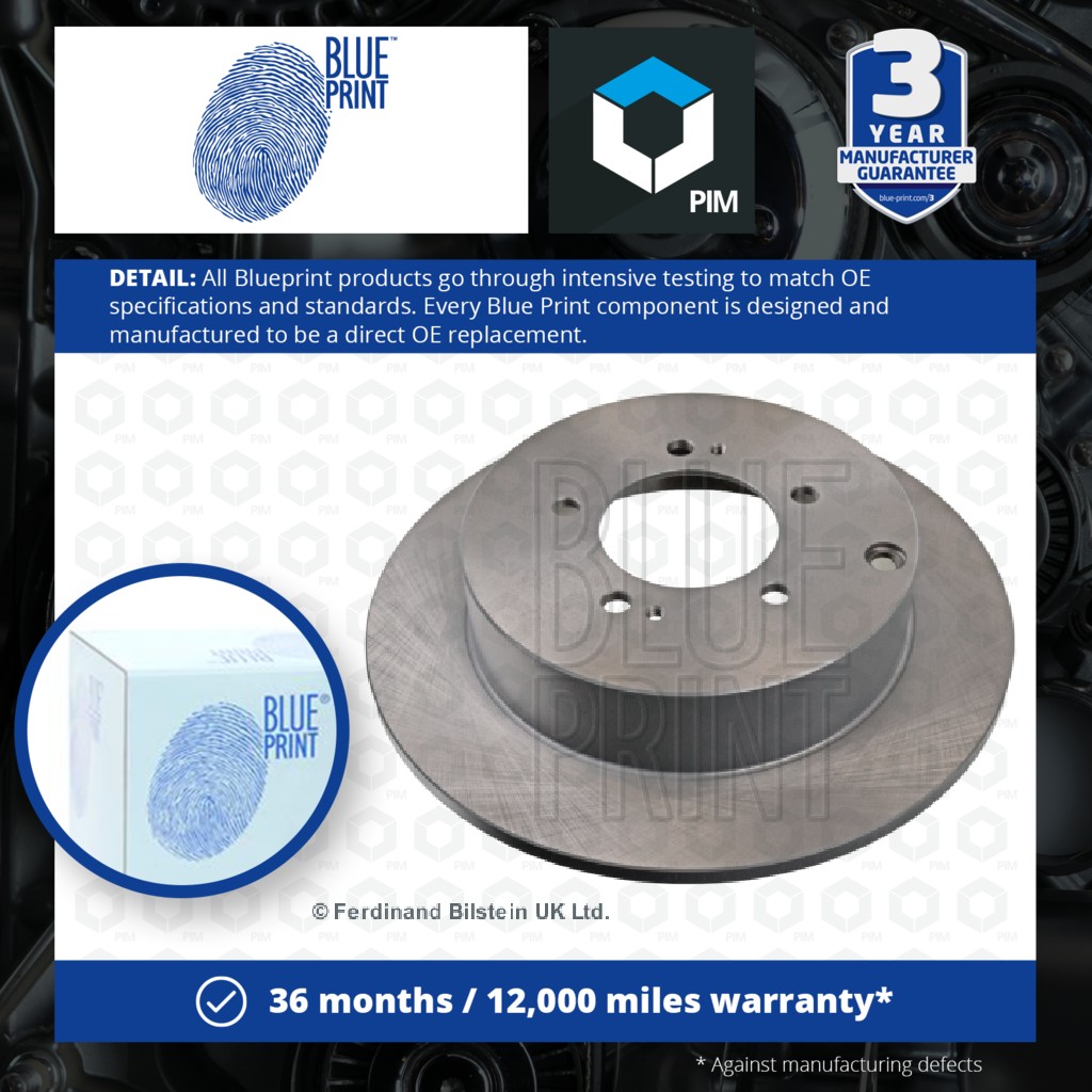 Blue Print 2x Brake Discs Pair Solid Rear ADC443109 [PM111560]