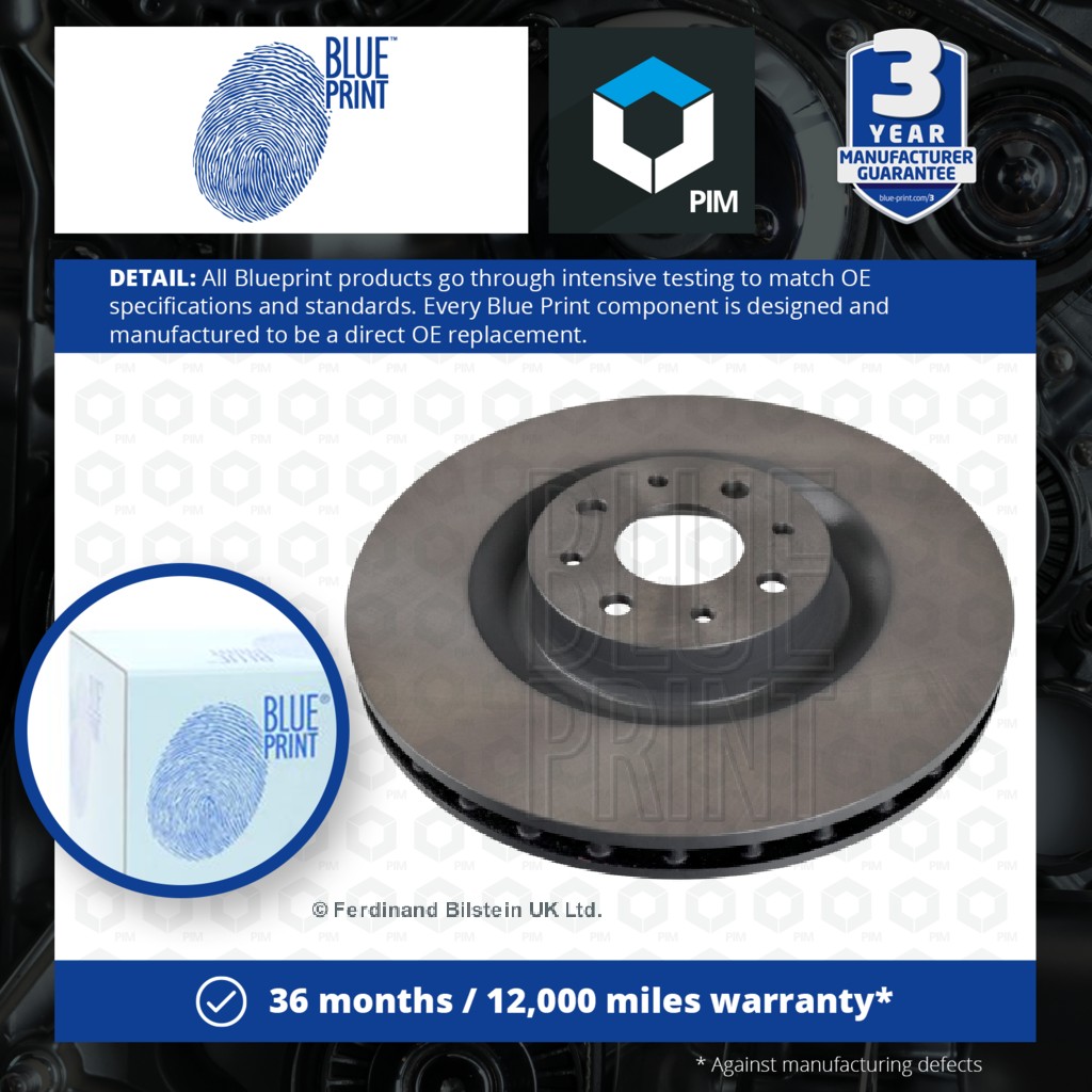Blue Print 2x Brake Discs Pair Vented Front ADA104364 [PM111554]