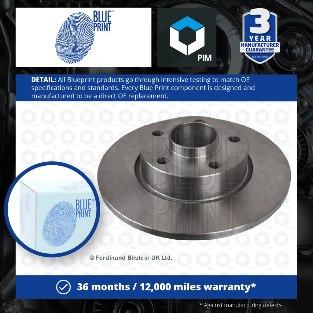 Blue Print 2x Brake Discs Pair Solid Rear ADZ94318 [PM108023]