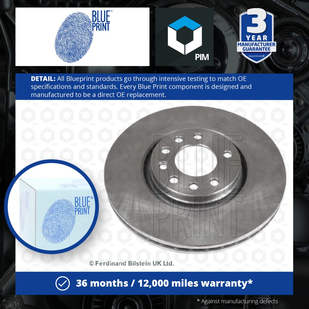 Blue Print 2x Brake Discs Pair Vented Front ADW194310 [PM108021]