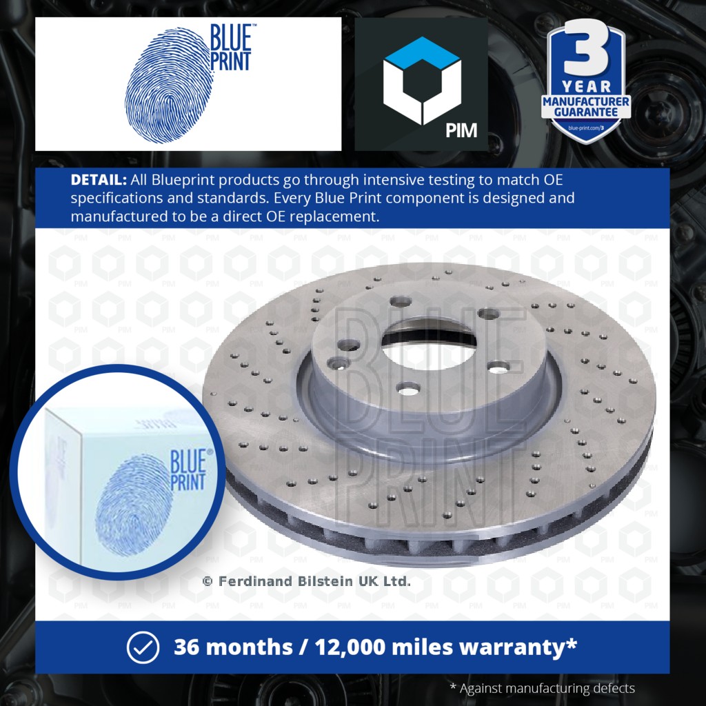Blue Print 2x Brake Discs Pair Vented Front ADU174303 [PM108010]