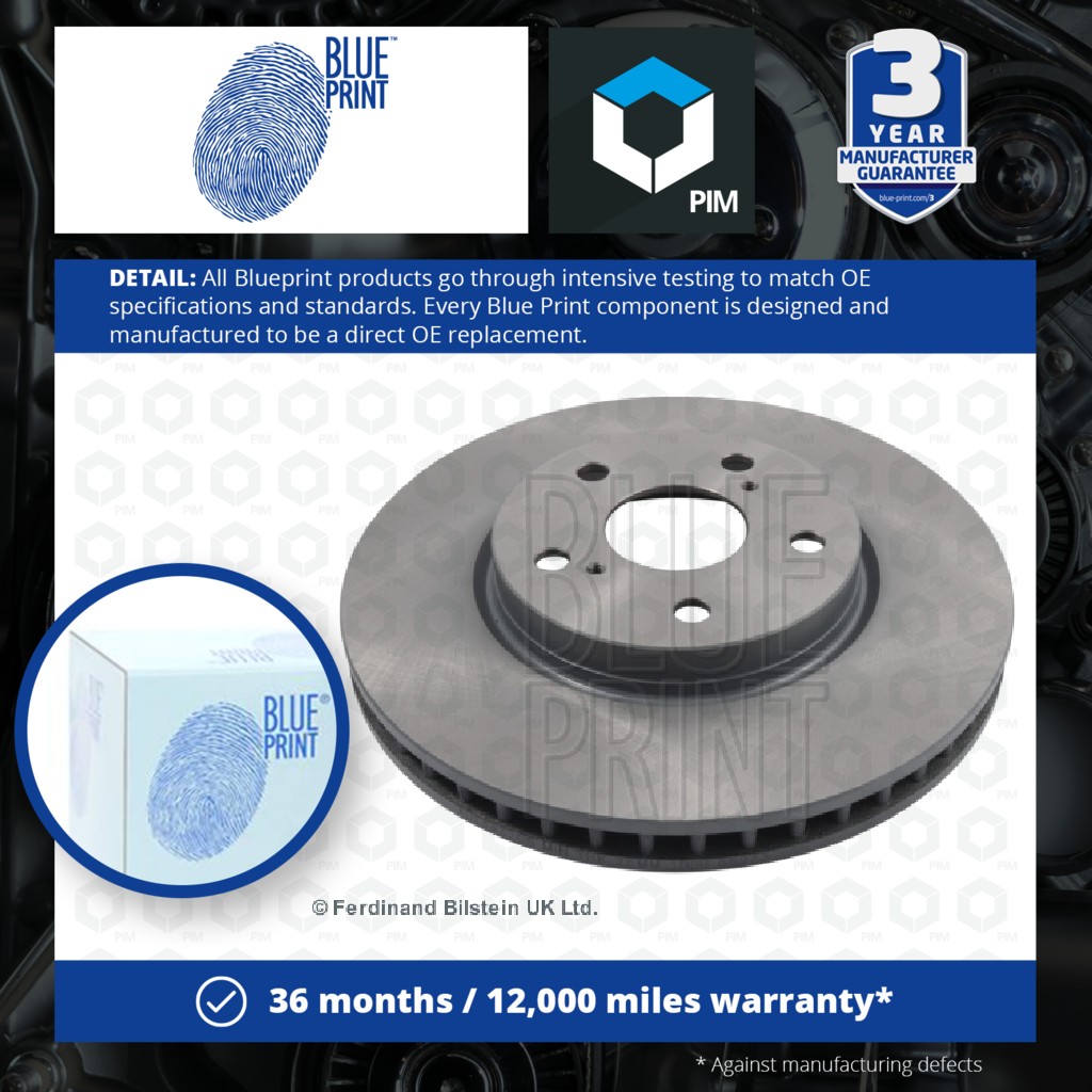 Blue Print 2x Brake Discs Pair Vented Front ADT343208 [PM107981]