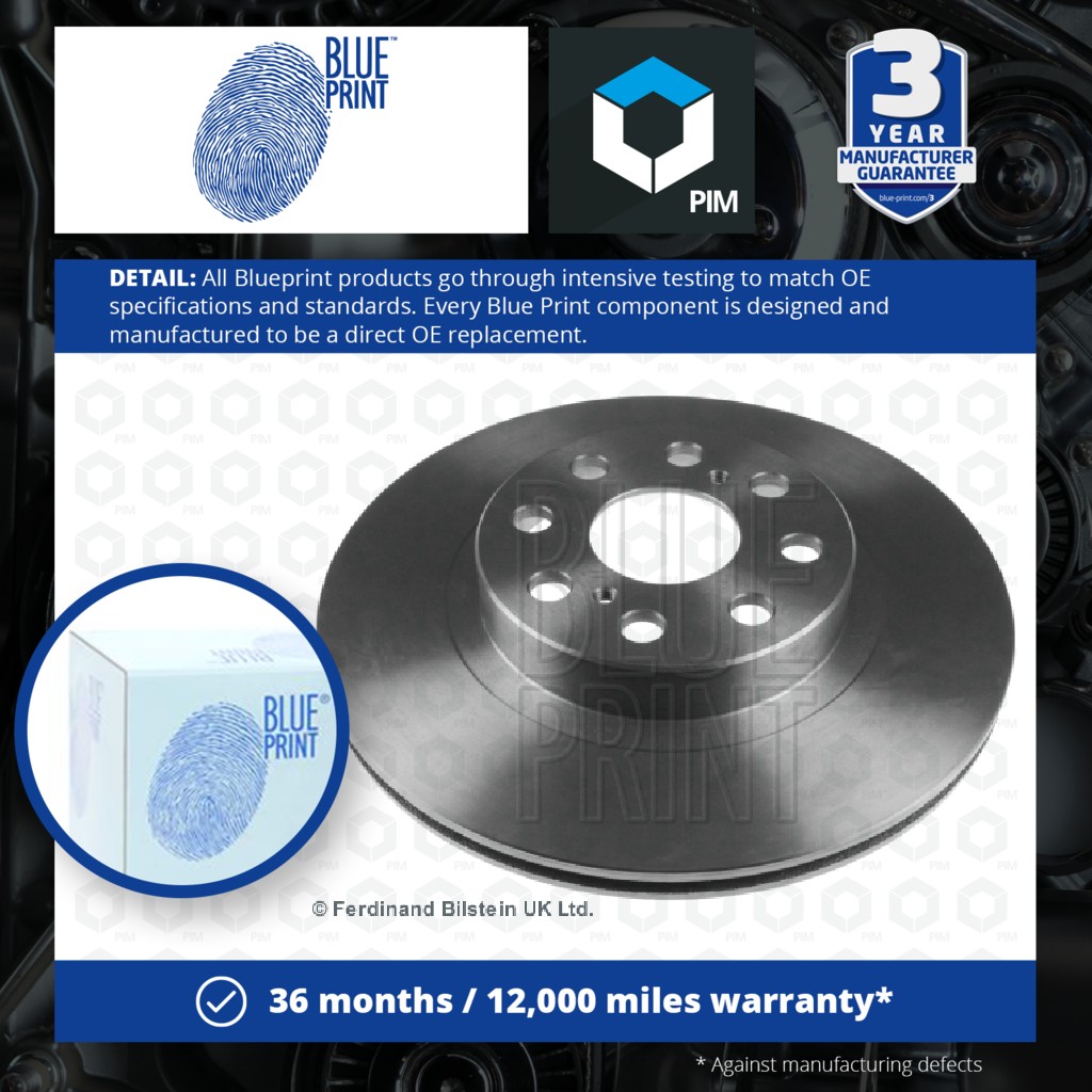 Blue Print 2x Brake Discs Pair Vented Rear ADT343143 [PM107972]
