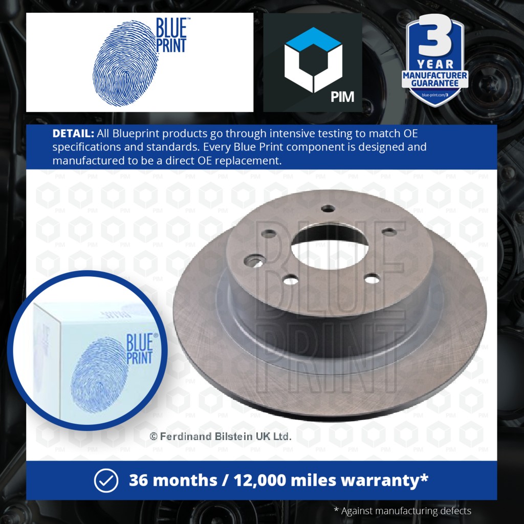 Blue Print 2x Brake Discs Pair Solid Rear ADN143127 [PM107937]