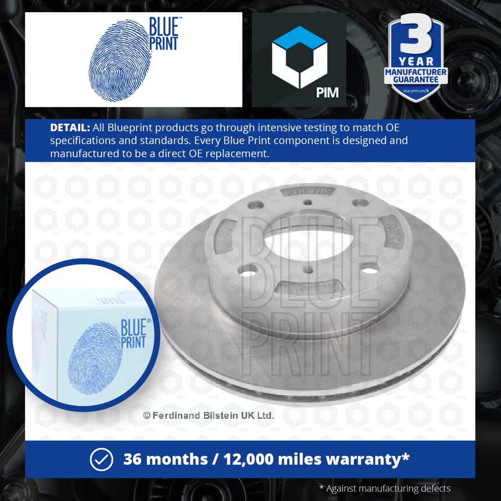 Blue Print 2x Brake Discs Pair Vented Front ADK84333 [PM107914]