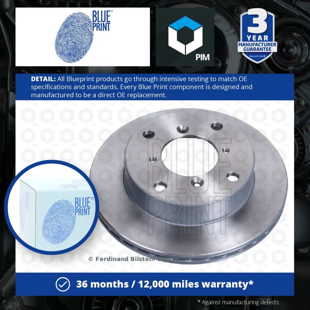 Blue Print 2x Brake Discs Pair Vented Front ADK84308 [PM107907]