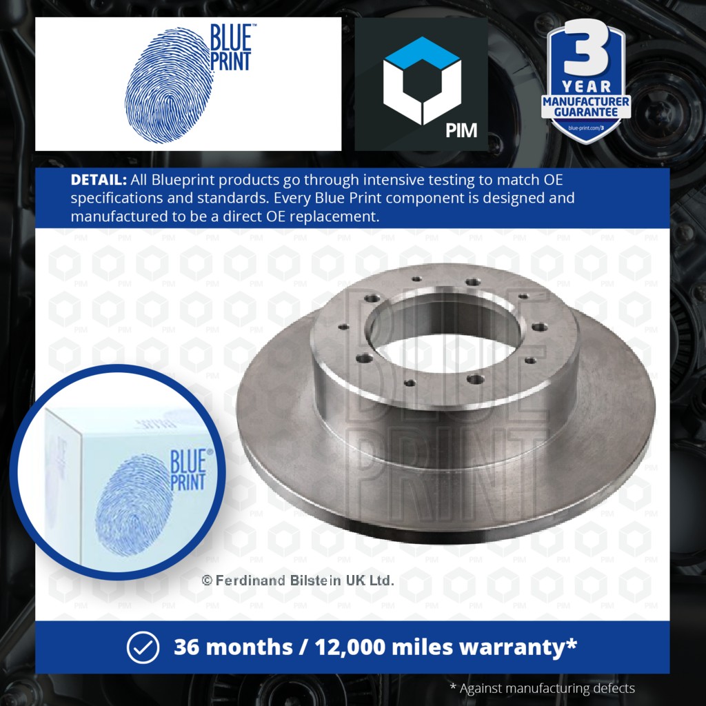 Blue Print 2x Brake Discs Pair Solid Rear ADJ134325 [PM107899]