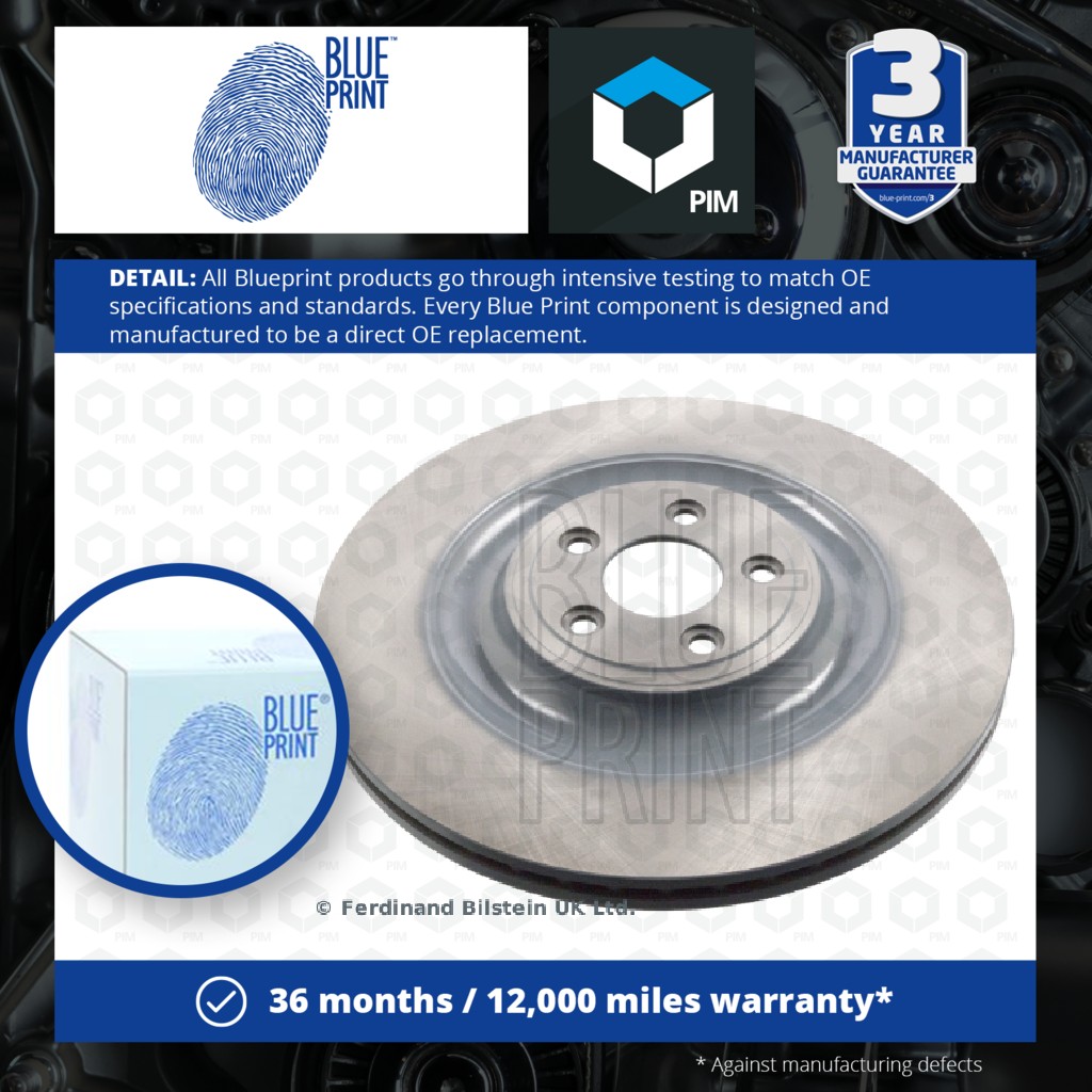 Blue Print 2x Brake Discs Pair Vented Rear ADJ134317 [PM107895]