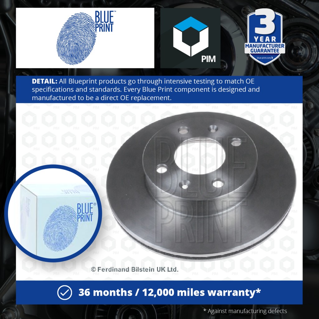 Blue Print 2x Brake Discs Pair Vented Front ADG04397 [PM107876]