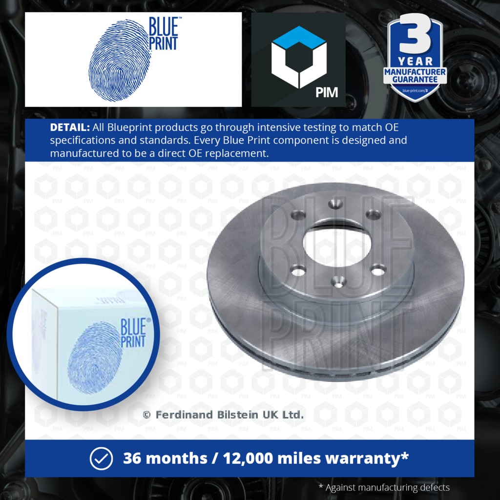 Blue Print 2x Brake Discs Pair Vented Front ADG04350 [PM107867]