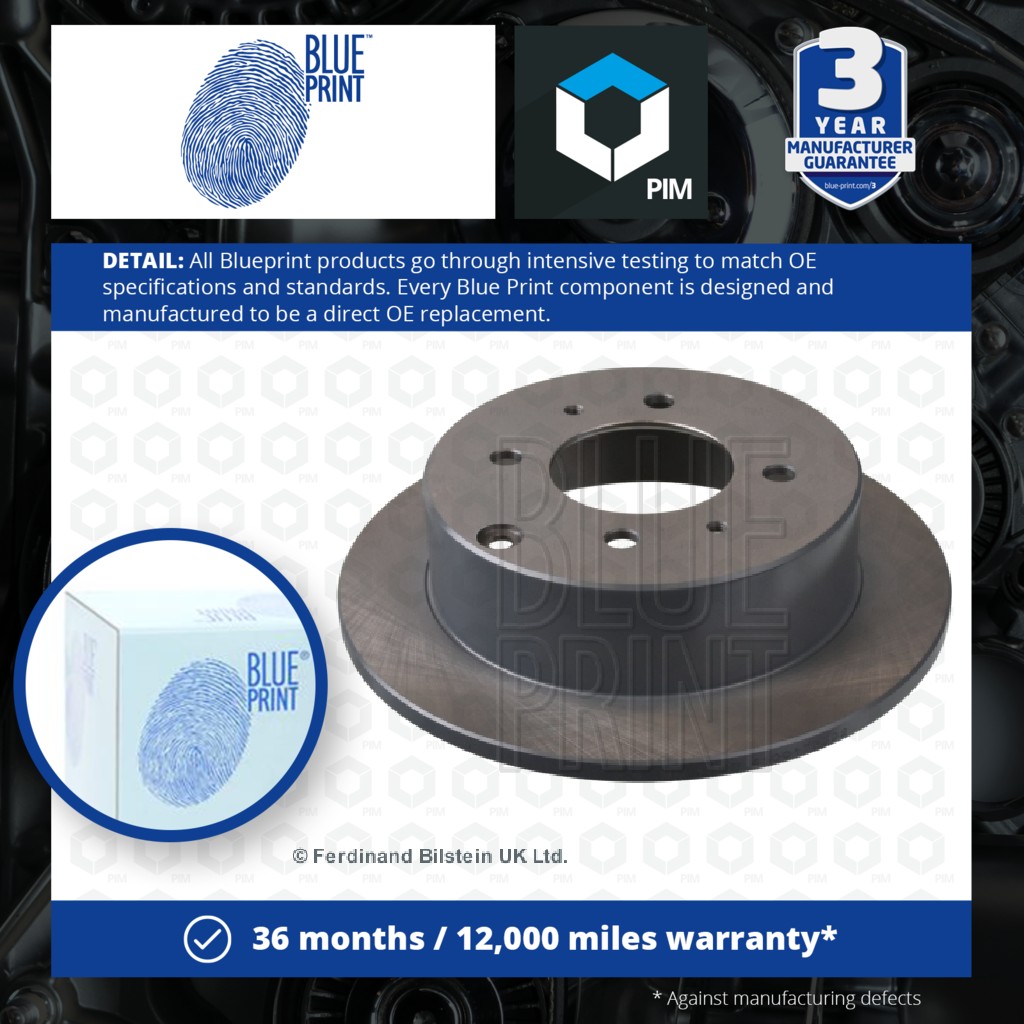 Blue Print 2x Brake Discs Pair Solid Rear ADG04334 [PM107865]